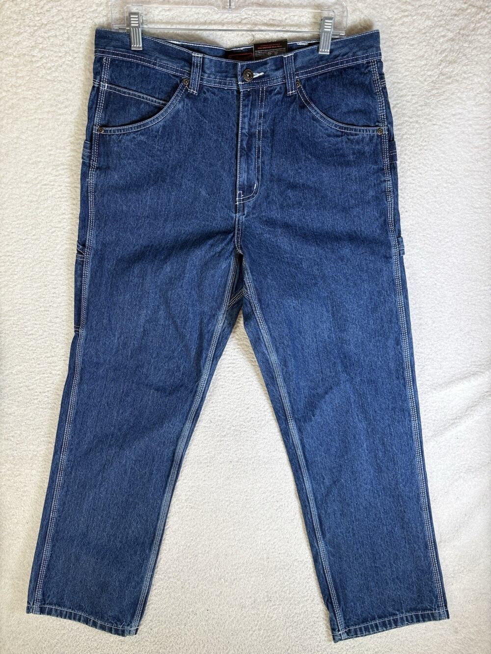NEW Five Brother Jeans Mens 33x30 Blue Denim Mid Relaxed Straight Carpenter
